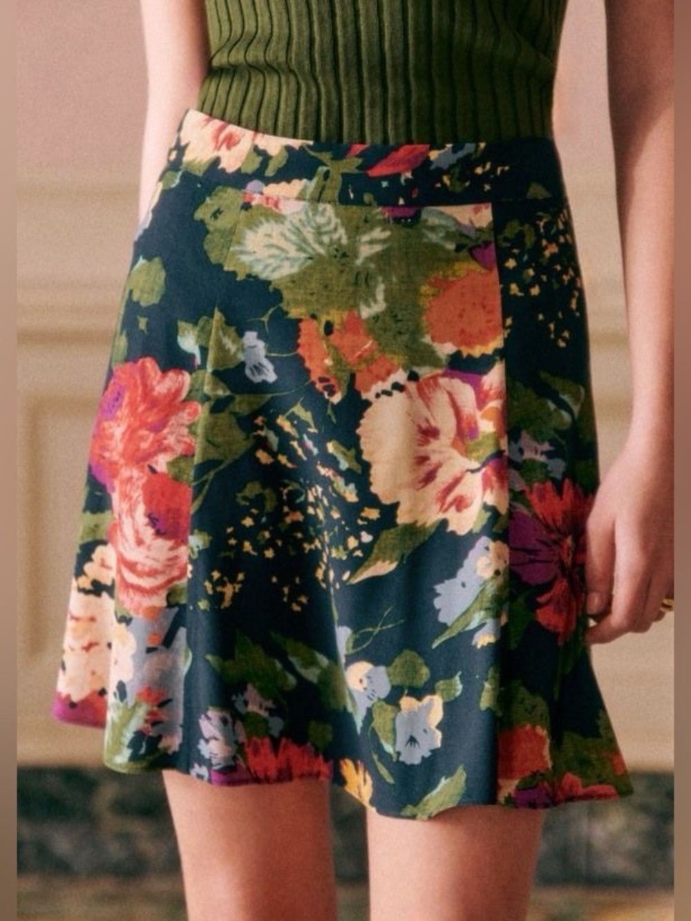 Sezane MARIATA SKIRT Navy Floral Mini